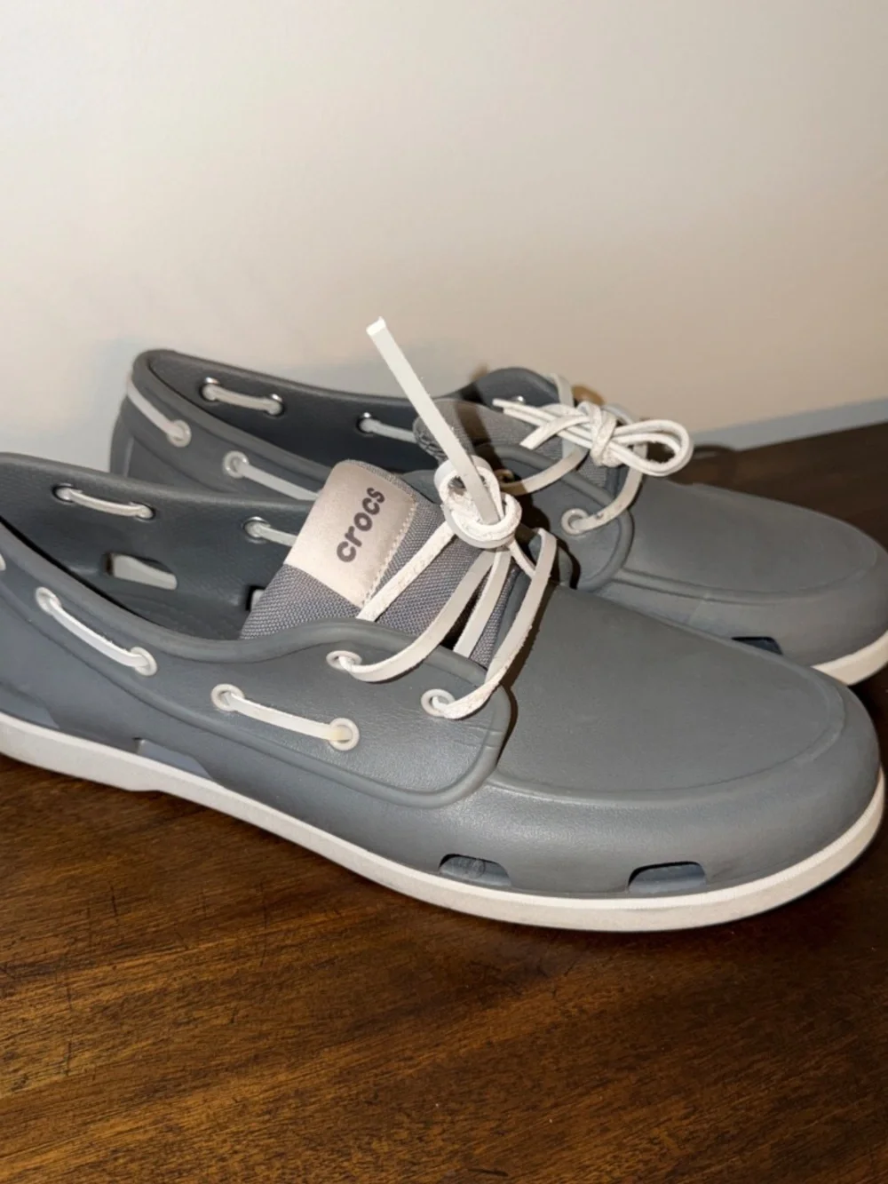 Sperry Crocs Gray/White Boat Shoes Lace-Up Round Toe Men's US 12